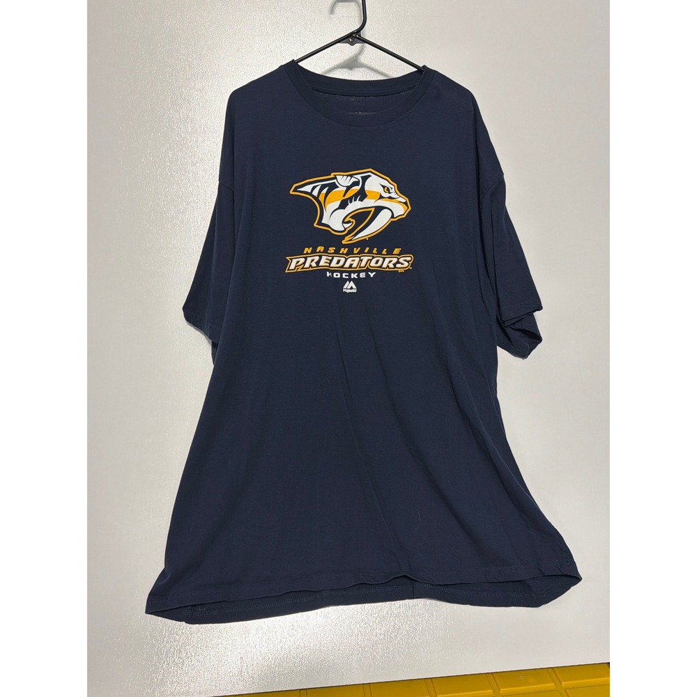 Majestic Nashville Predators Hockey T-Shirt Mens 5XL Navy Blue NHL Cotton Tee